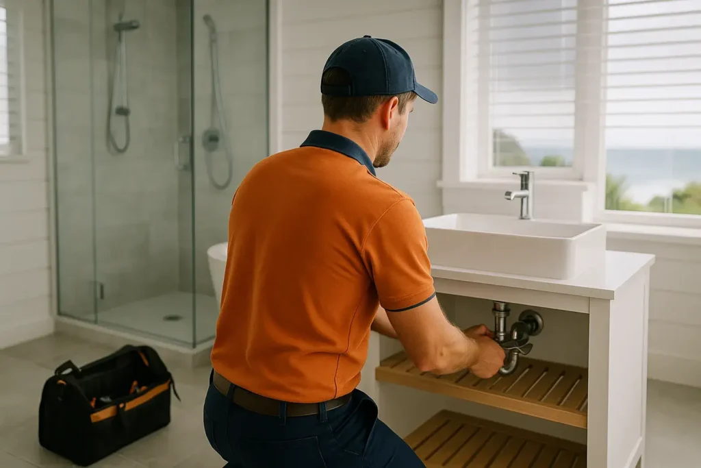 Emergency plumber arriving at Otaki property in Duke's Plumbing van for 24 7 callout service