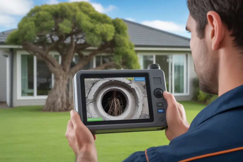 tree-root-blocked-drain-kapiti-coast-underground-pipes-professional-inspection-cctv